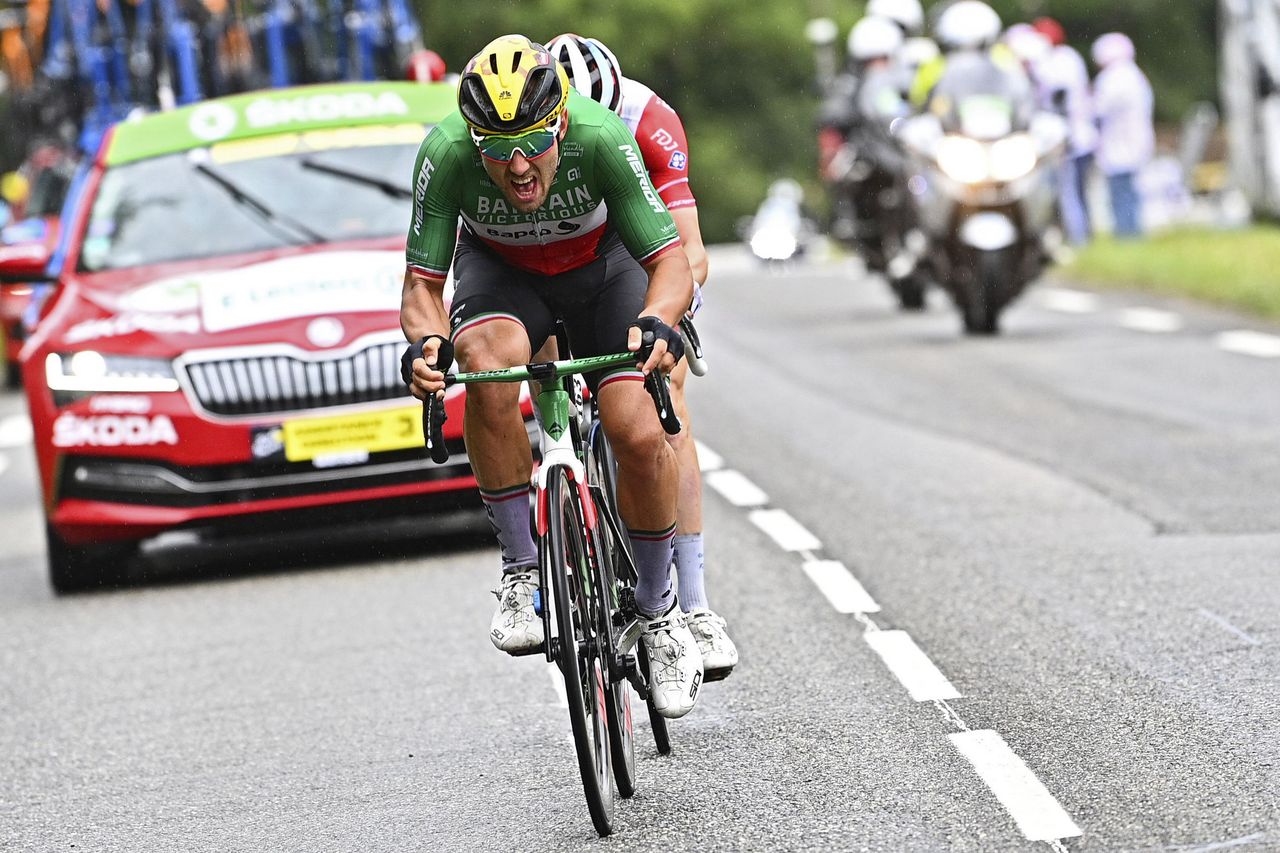 Tour de France 2021 - 108th Edition - 16th stage El Pas de la Casa - Saint-Gaudens 169 km - 13/07/2021 - Sonny Colbrelli (ITA - Bahrain Victorious) - David Gaudu (FRA - Groupama - FDJ) - photo Gregory Van Gansen/PN/BettiniPhoto&Acirc;&copy;2021