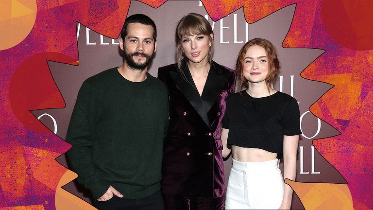 (L-R) Dylan O'Brien, Taylor Swift and Sadie Sink attend the "All Too Well" New York Premiere on November 12, 2021 in New York City.