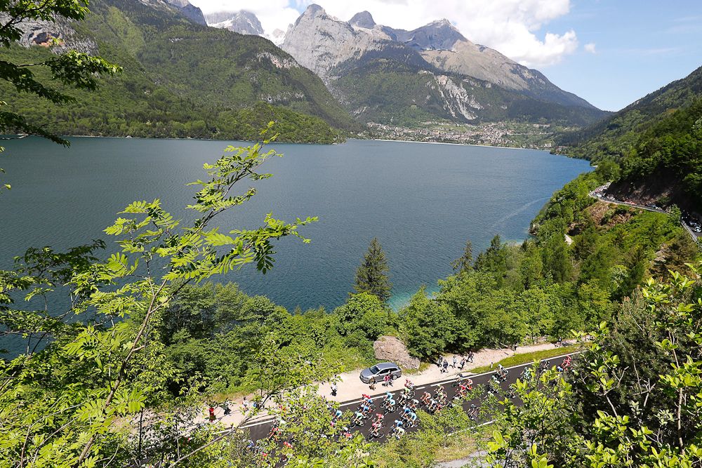 The peloton rides during the 17th stage of the 99th Giro d'Italia