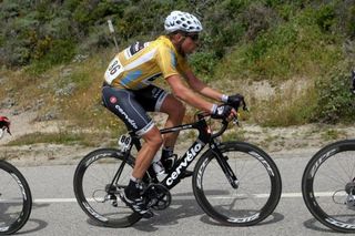 Overnight leader Brett Lancaster (Cervelo TestTeam) couldn't stay with the front group on the final climb.