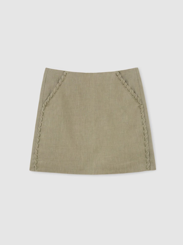 Reiss, Nikita Linen Whipstitch Mini Skirt