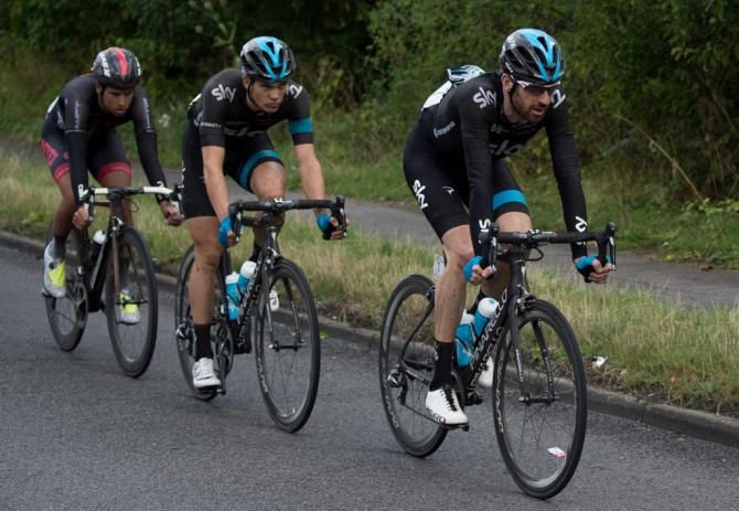 Bradley Wiggins (Team Sky) leading a small break