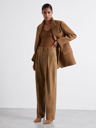 Atelier Virgin Wool Tapered Trousers in Camel