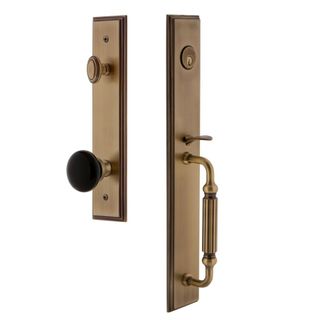 A door handle in solid brass