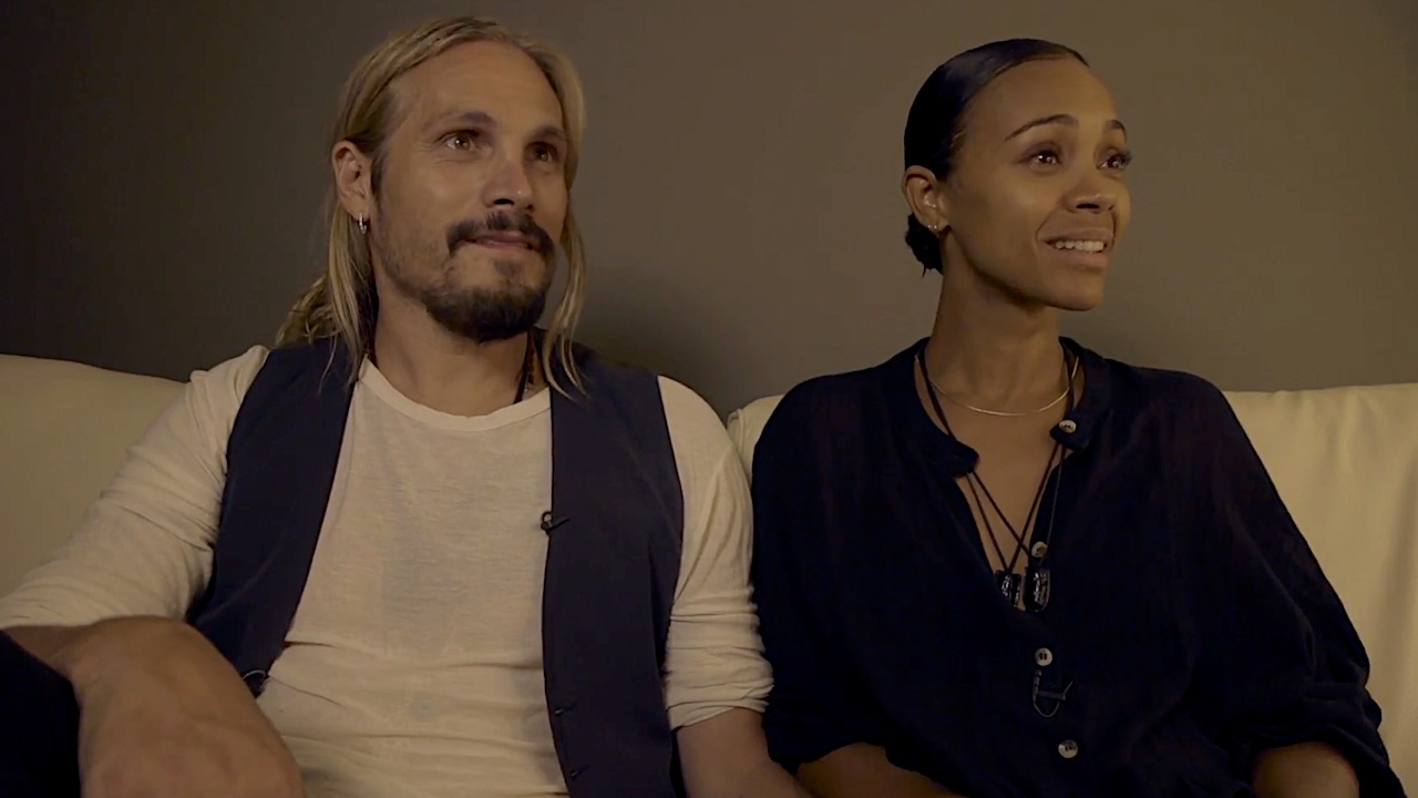 Zoe Salda&ntilde;a and husband Marco Perego for Show Me Love, Love Interviews, Part 3 for Alicia Keys YouTube channel.