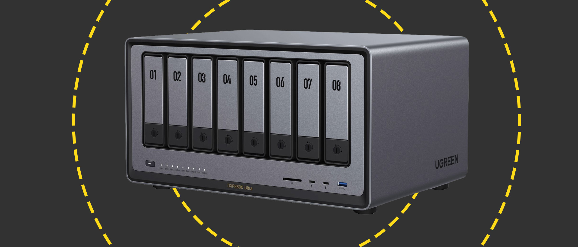 The Ugreen NASync DXP8800 Ultra on the ITPro background