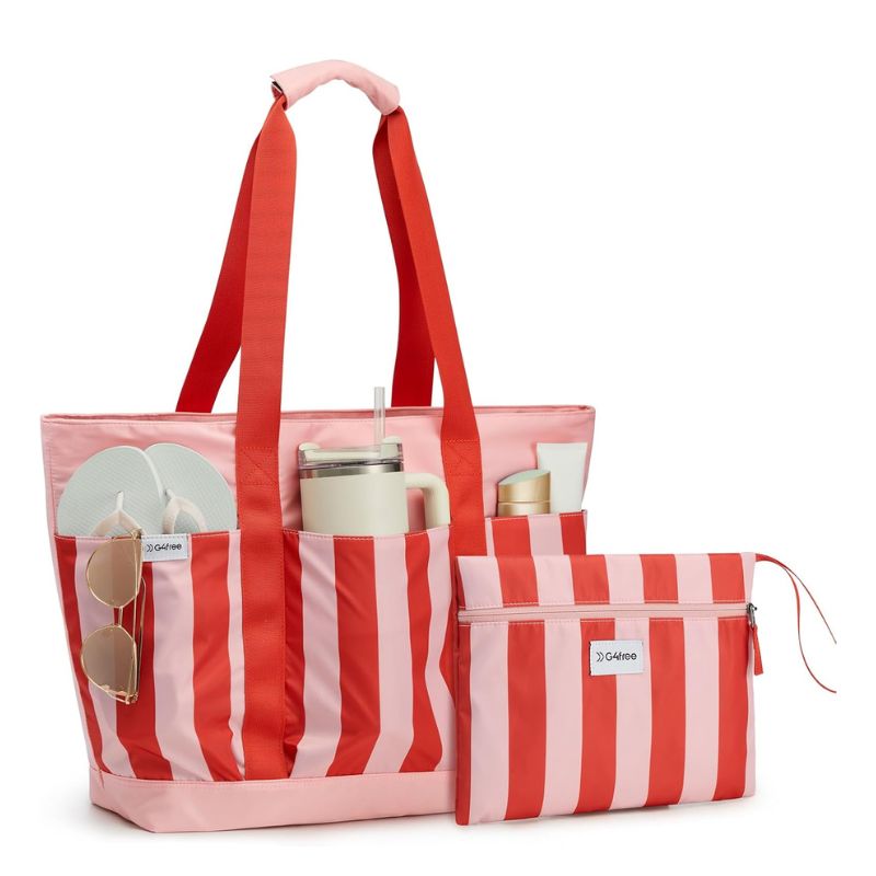 G4Free , Foldable Beach Bag with Zipper Pockets