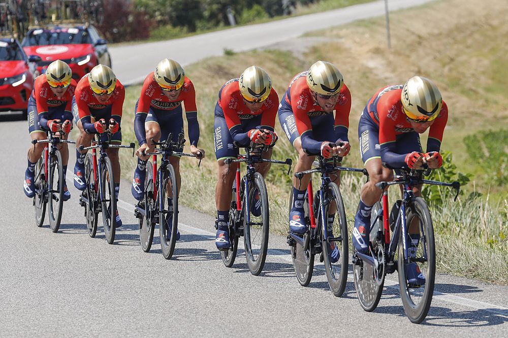Bahrain-Merida during the opening team time trial at Adriatica Ionica Race