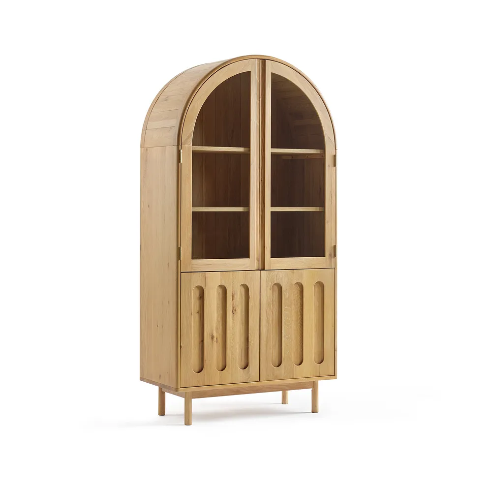 Oak Furnitureland, Belgrave Solid Natural Oak Display Cabinet