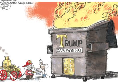 Political cartoon U.S. Trump campaign headquarters