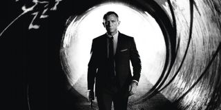 Skyfall Bond stands in a gunbarrel