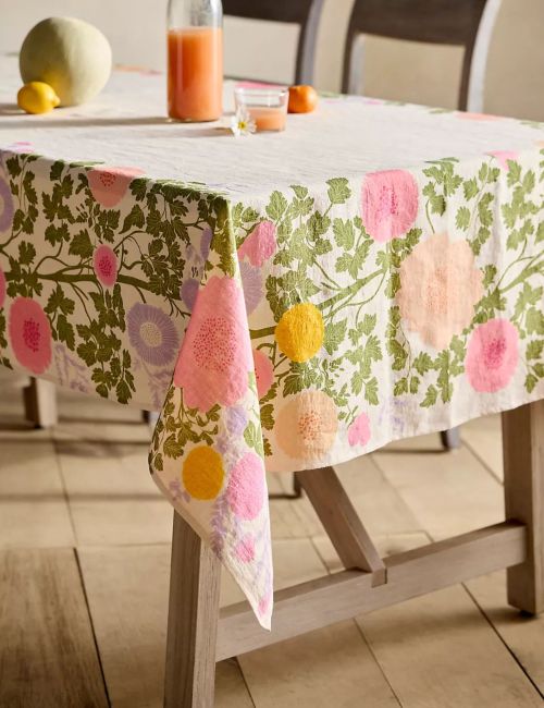 Riso Floral Linen Tablecloth