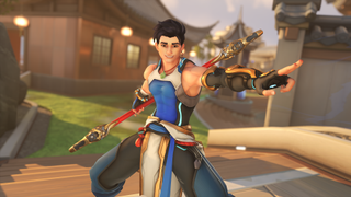 Wuyang smiles at the camera and poses in a screenshot from Overwatch 2.