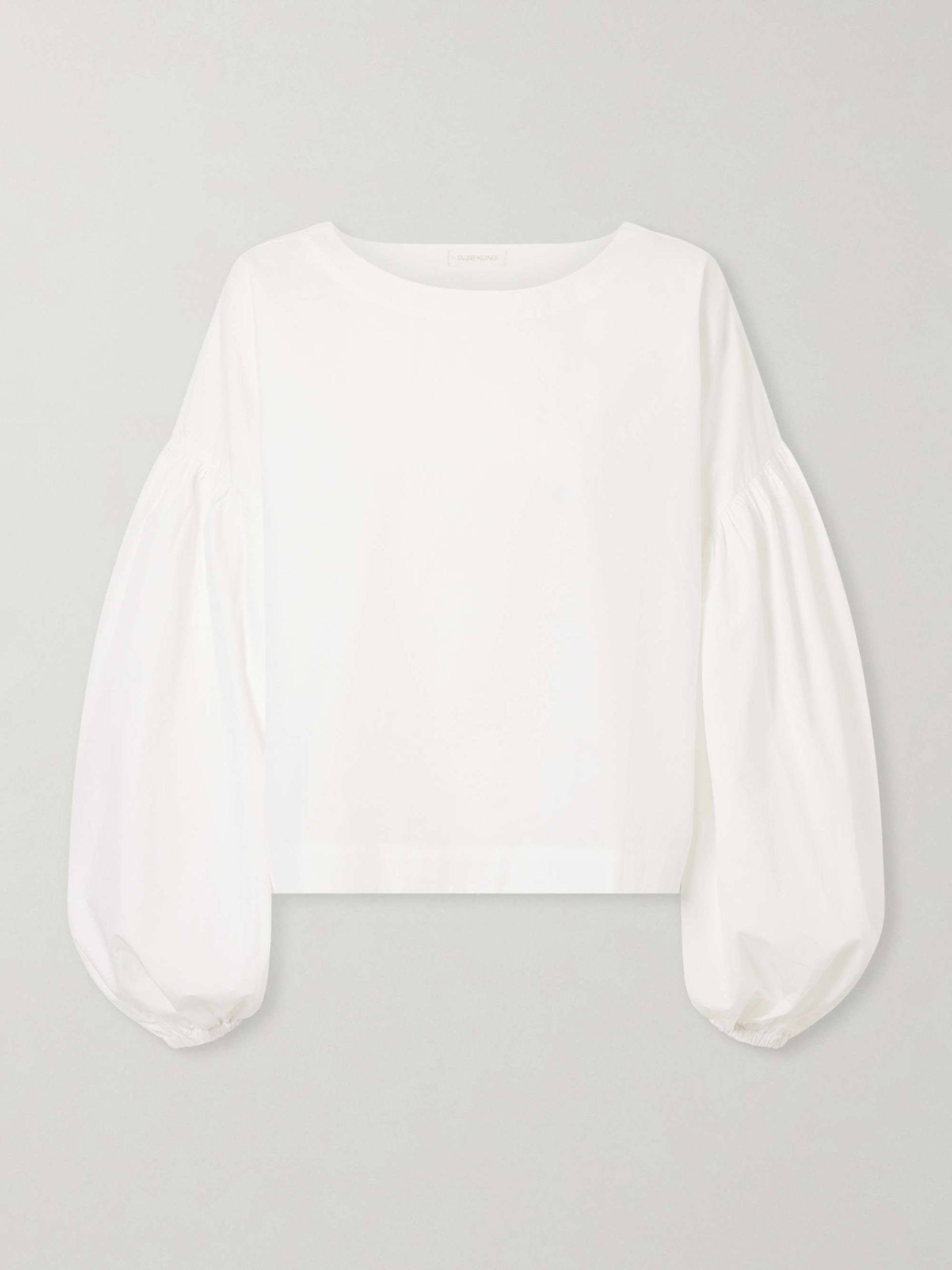 Balon Cropped Gathered Cotton-Poplin Blouse