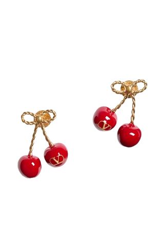 Valentino Garavani Chez Logo Metal and Enamel Earring