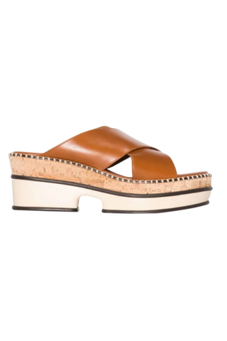 Chloé Brown Laia Platform Slip-On Leather Sandals - browns