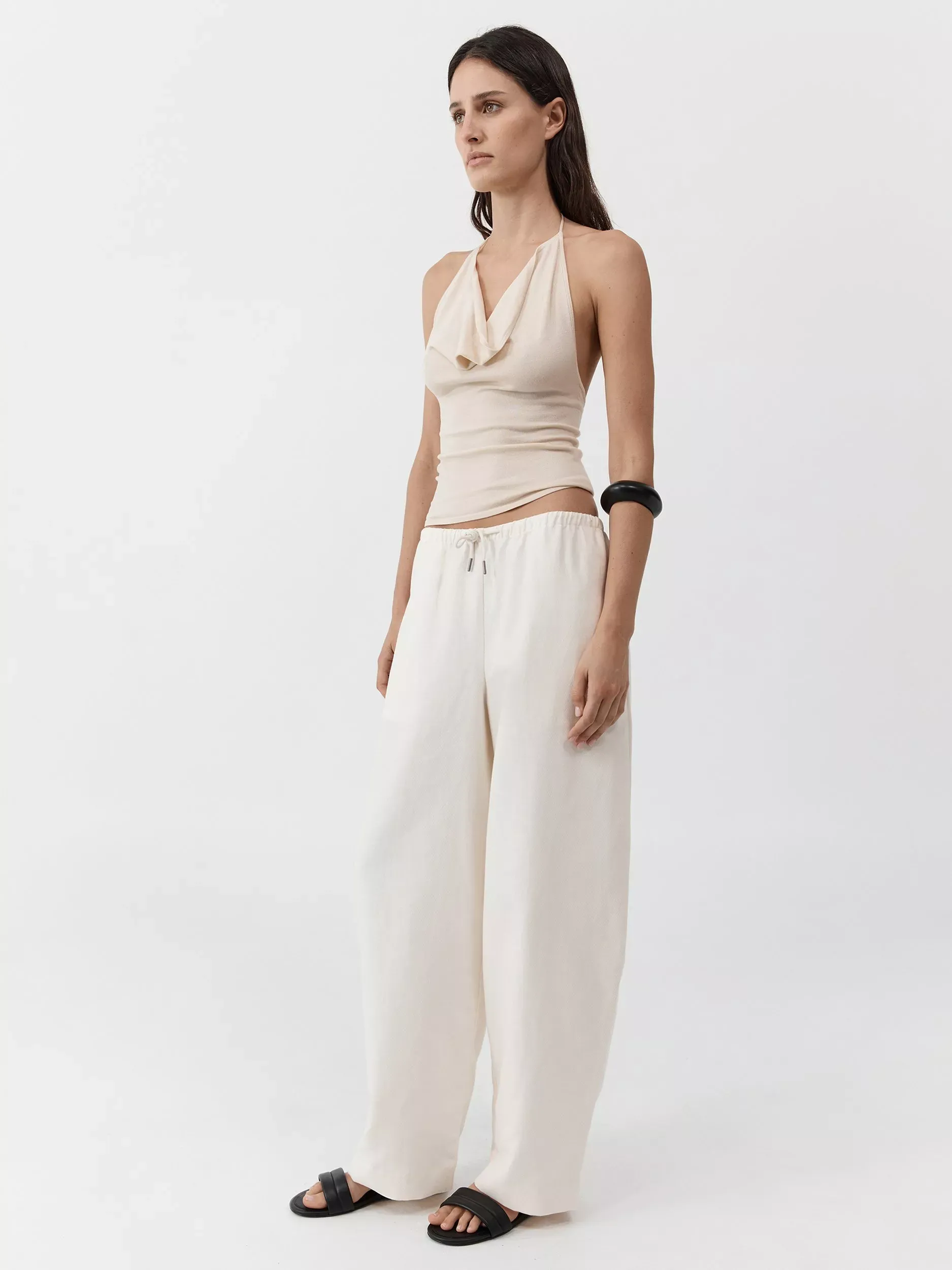 St. Agni Drawstring Relaxed Trousers, White