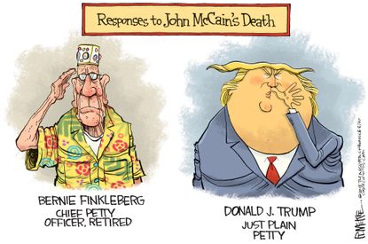 Political cartoon U.S. John McCain death Trump response