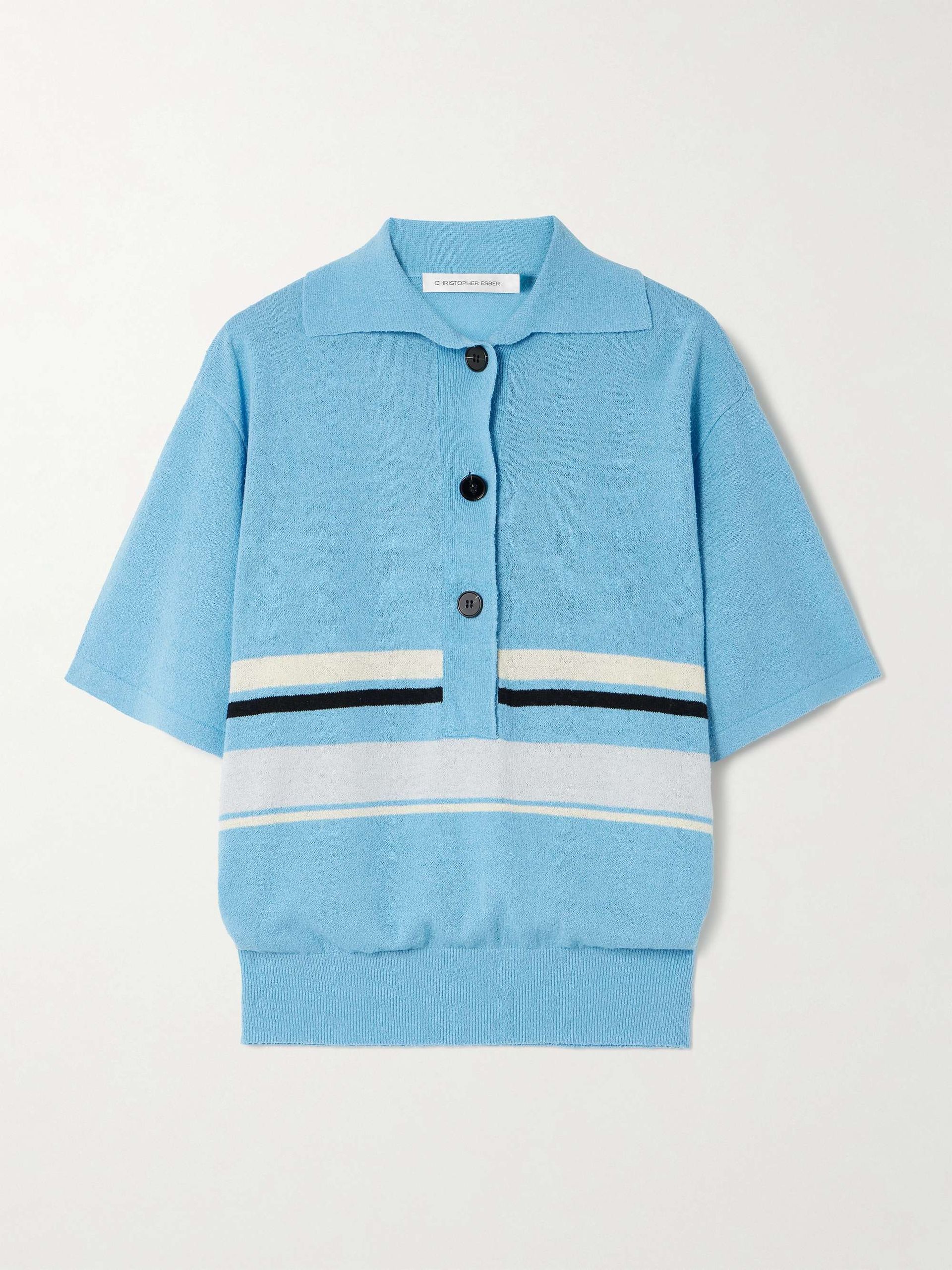 Striped Knitted Polo Shirt
