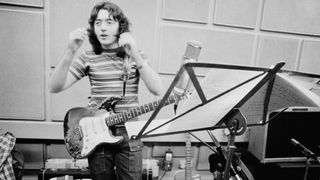 Irish singer and guitarist Rory Gallagher (1948 - 1995) in a studio, July 1973