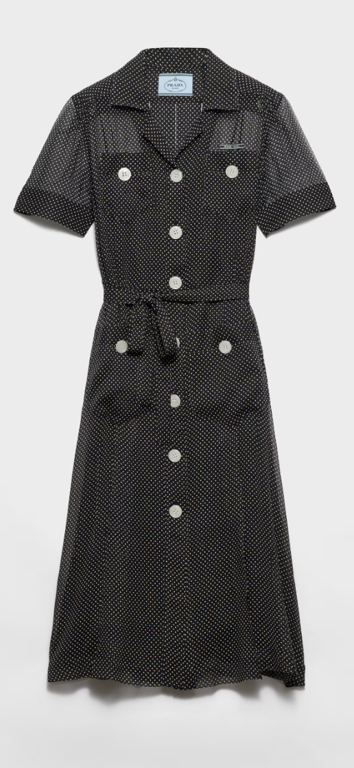 Prada, Polka-dot Silk Chiffon Shirt Dress