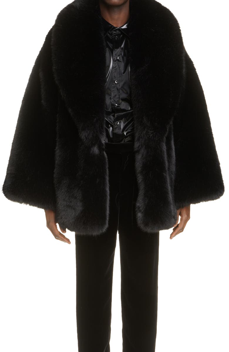 Shawl Collar Faux Fur Coat