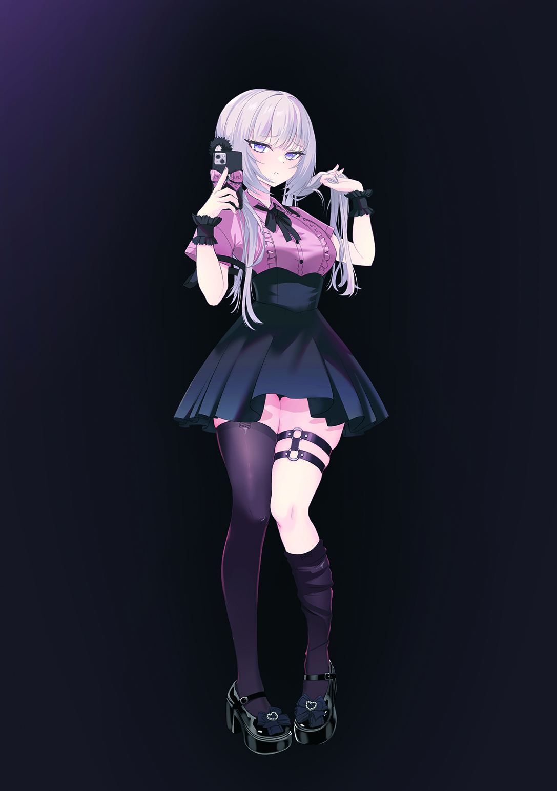 Artist's studio; an anime girl in a black outfit