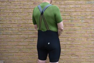 Male cyclist wearing the Assos Mille GTS Spring/Fall Bib Shorts