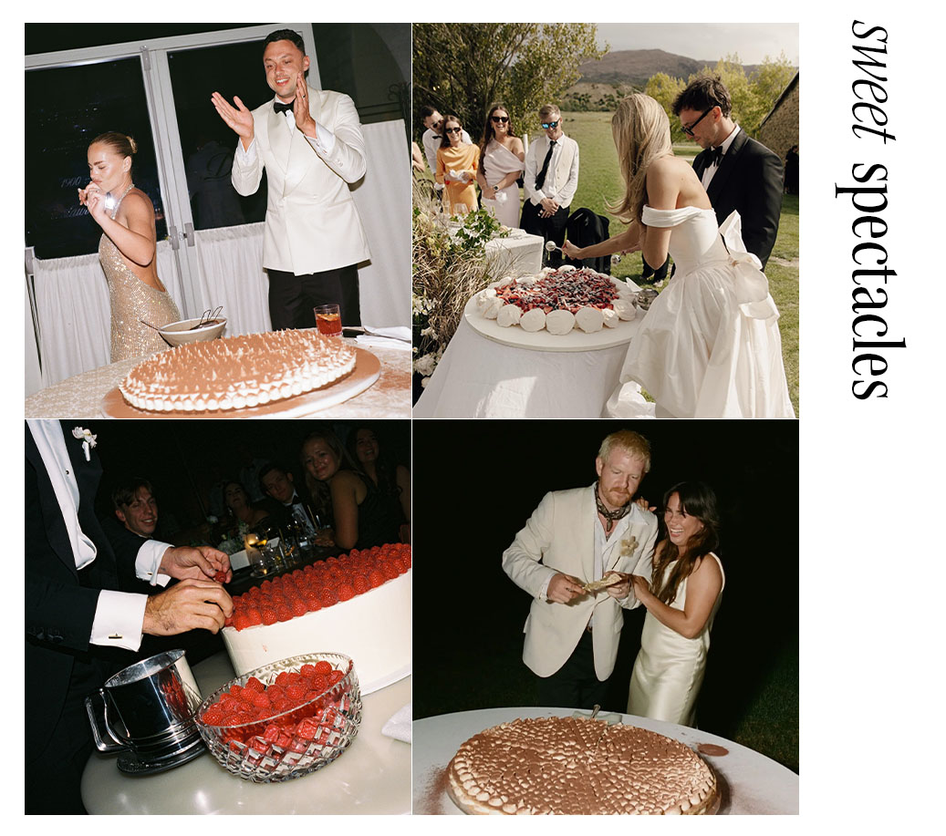 four images of wedding desserts that also act as entertainment.