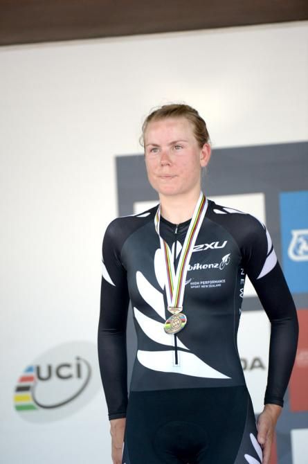 2013 elite women's time trial world championship silver medalist Linda Villumsen (New Zealand)