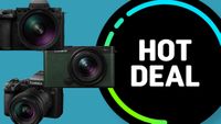 Three cameras superimposed on a blue background. There is a circle graphic with the words 'Hot Deal' written inside.