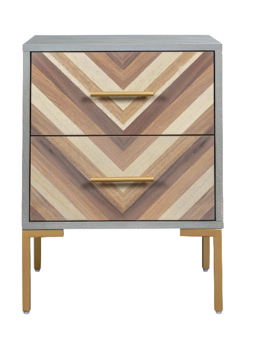 Quinn 19" Grey 2-Drawer Side Table - Grey