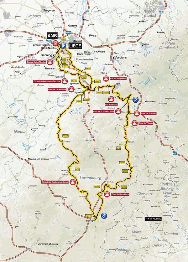 2015 Liege-Bastogne-Liege route