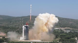 A Long March 2D rocket carrying the satellite Jilin-1 01B blasts off from the Taiyuan Satellite Launch Center in north China's Shanxi Province, on July 3, 2021.