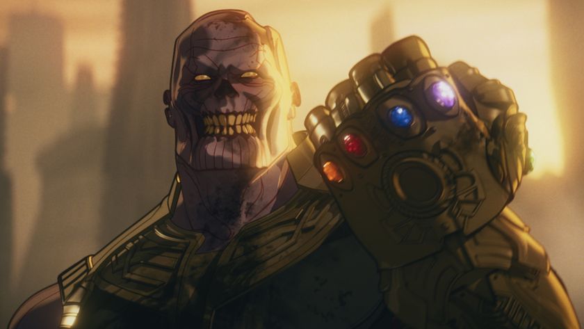 Thanos wields the Infinity Gauntlet in Marvel Zombies.