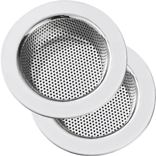 Kitchen Sink Strainer Stainless Steel, Lasshswa Kitchen Sink Drain Strainer, Sink Strainers for Kitchen Sinks With Large Wide Rim 4.5&quot; Diameter (2 Pack)
