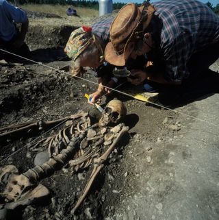 excavation of the grave at Ajvide, Gotland, Sweden