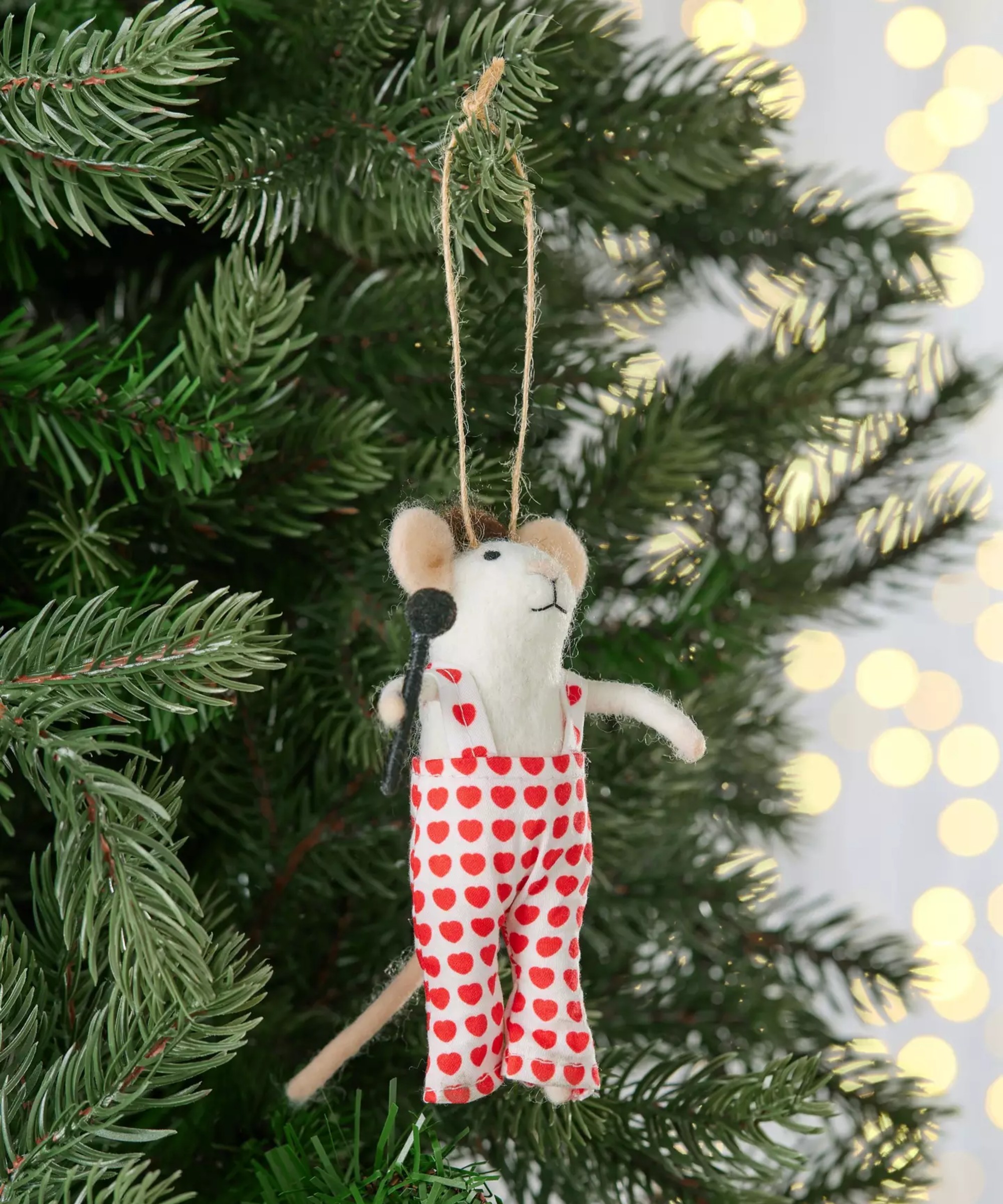 John Lewis The Enthusiast Felt Pop Star Mouse Tree Decoration