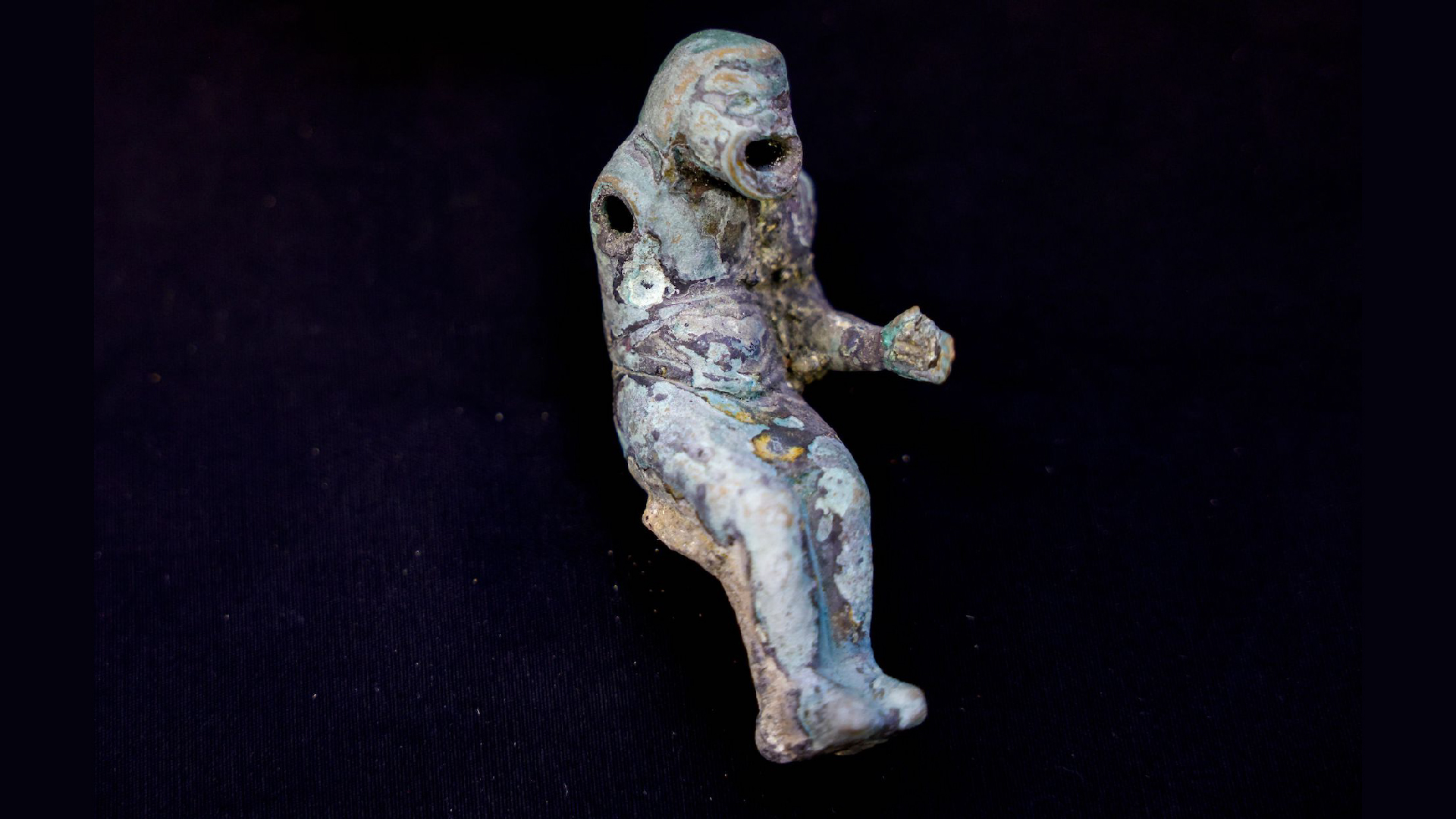 An ancient figurine of a Roman pantomimus that was recovered off the coast of Caesarea