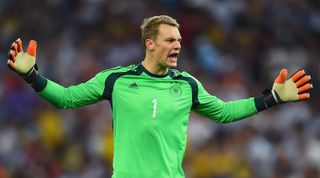 RIO DE JANEIRO, BRAZIL - JULY 13: Manuel Neuer of Germany reacts during the 2014 FIFA World Cup Brazil Final match between Germany and Argentina at Maracana on July 13, 2014 in Rio de Janeiro, Brazil. (Photo by Laurence Griffiths/Getty Images)