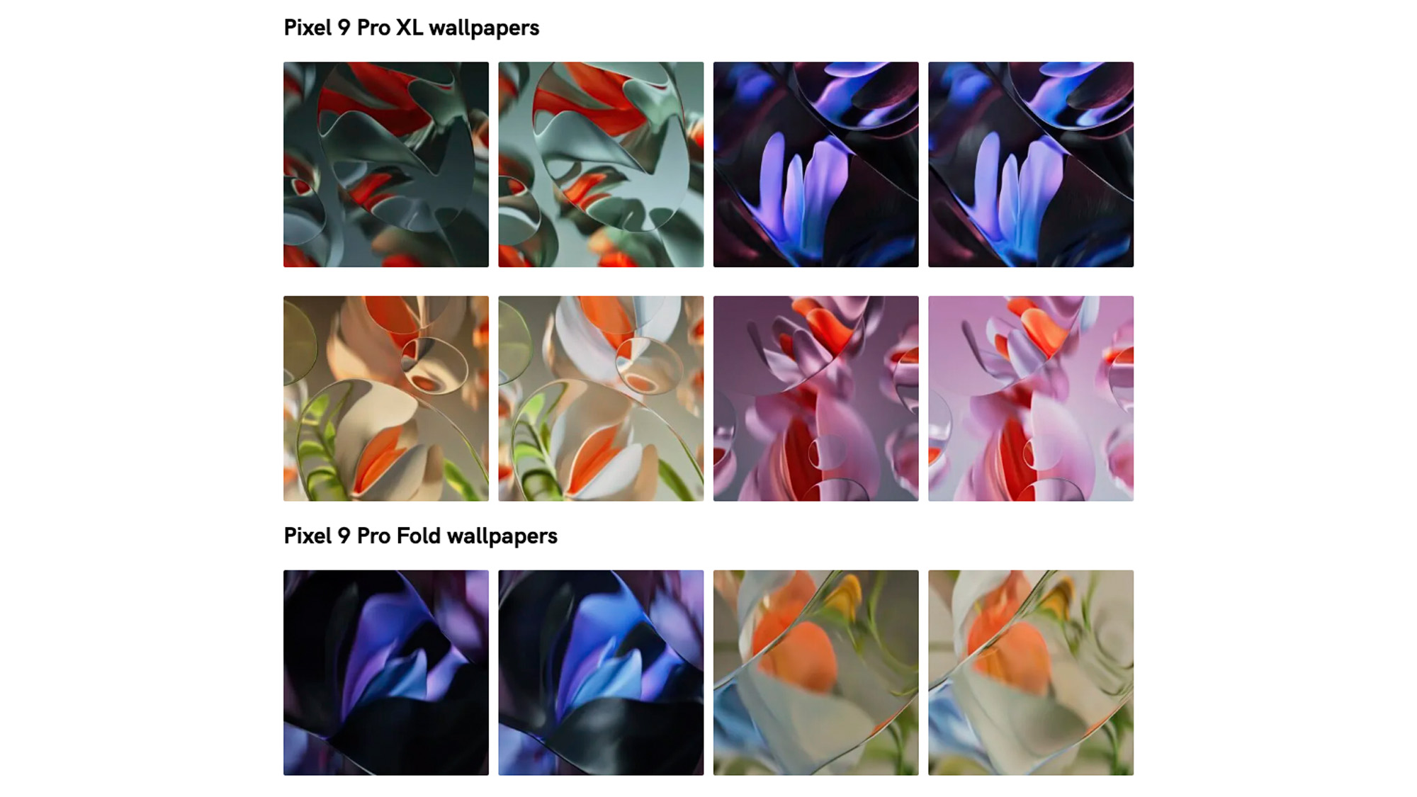 Screenshot of rumored Pixel 9 Pro XL and Pixel 9 Pro Fold wallpapers