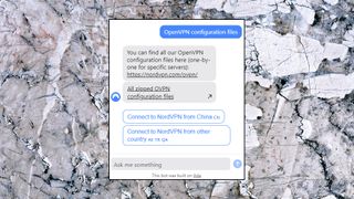 Et skærmbillede af NordVPN's chatbot
