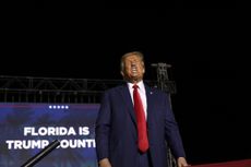 Donald Trump on stage at Florida rally