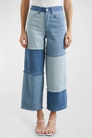 Getty Cropped Wide-Leg Patchwork Jeans