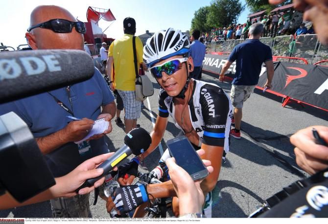 Warren Barguil (Giant-Shimano) with the press after the stage