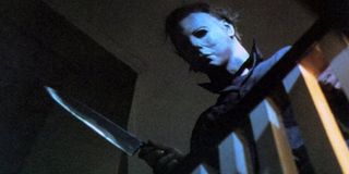 Halloween Michael Meyers knife at the bannister