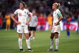 England captain Steph Houghton (right) had a late penalty saved in the World Cup semi-final loss to the United States (John Walton/PA).