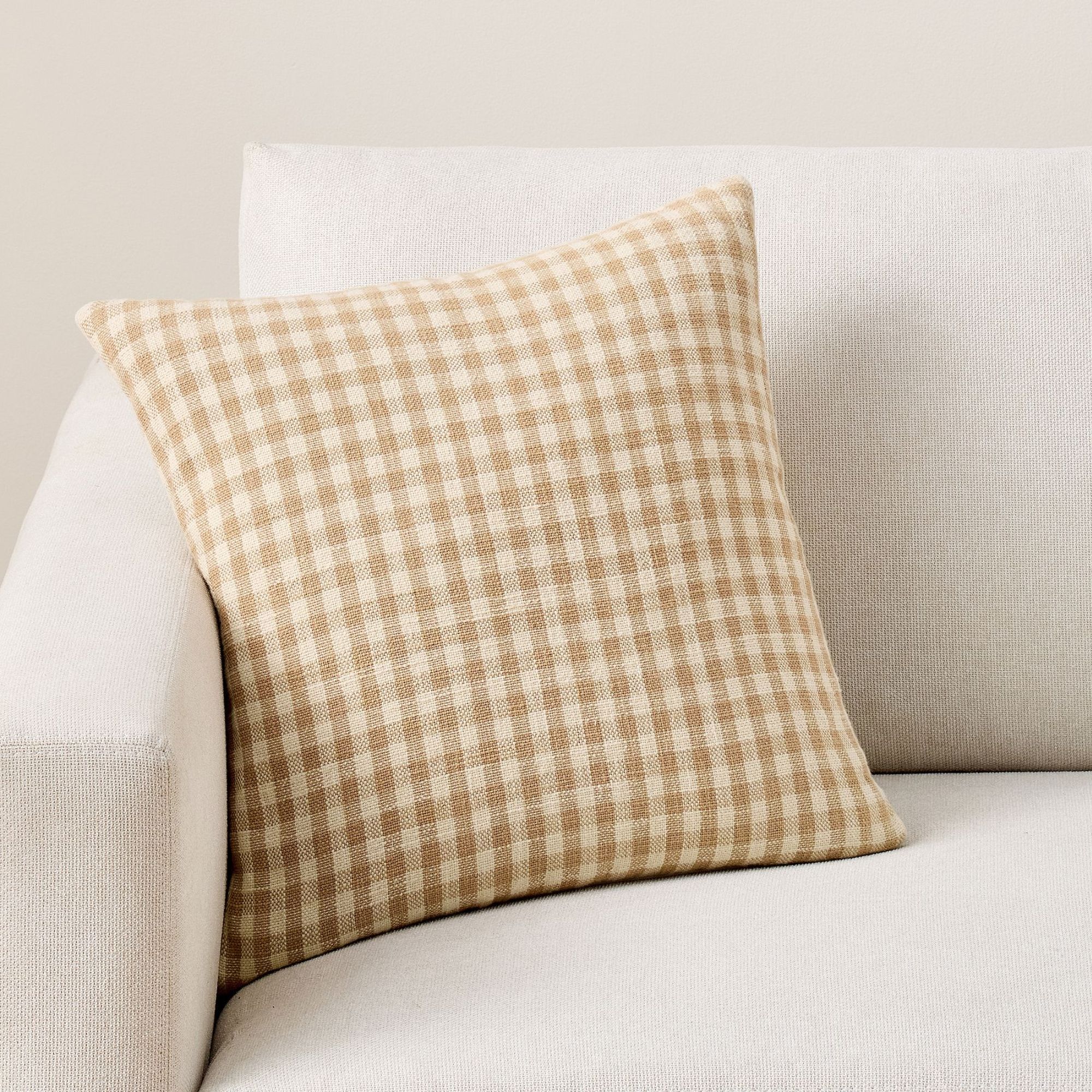 Beige and cream gingham pillow