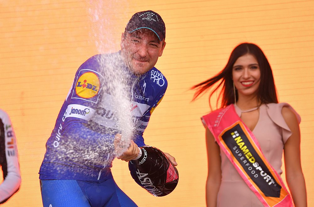 Elia Viviani (Quick-Step Floors) celebrates winning stage 3 at the Giro d'Italia