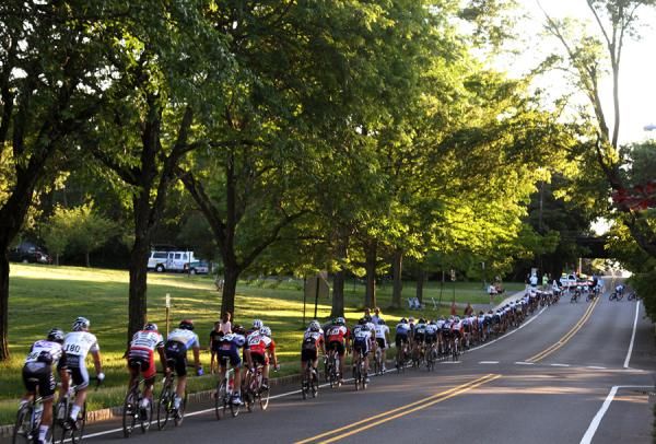 The race was so fast that the field was strung out for blocks.